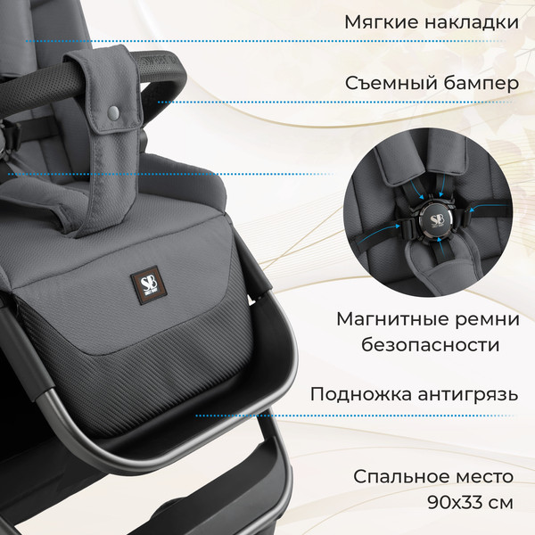 Изображение товара Детская универсальная коляска Sweet Baby Ricci Air 2в1 (стальной серый)