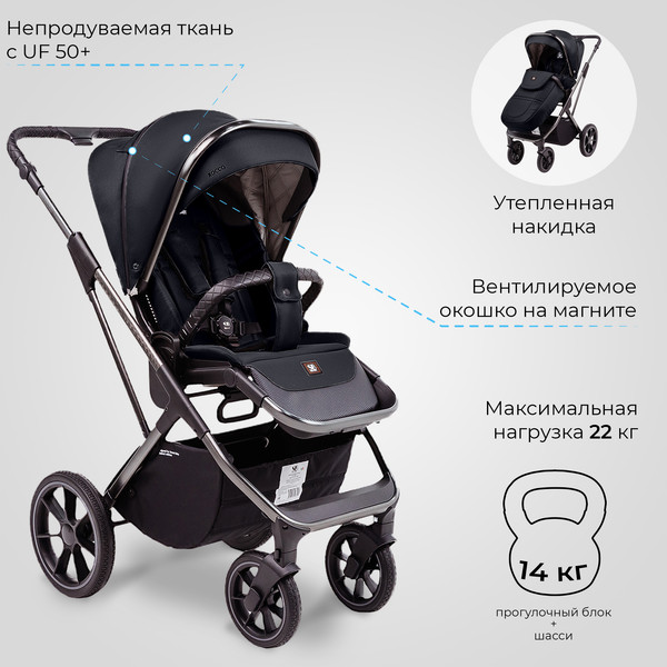 Изображение товара Детская универсальная коляска Sweet Baby Rocco 2в1 (черный)