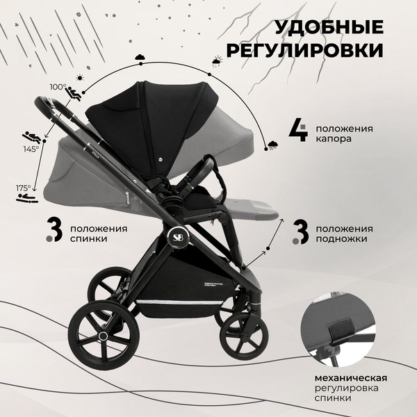 Изображение товара Детская универсальная коляска Sweet Baby Stella 2в1 (черный)