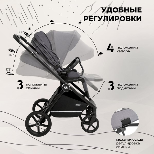 Изображение товара Детская универсальная коляска Sweet Baby Stella 2в1 (темно-серый)