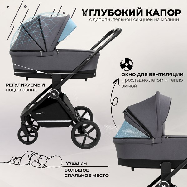 Изображение товара Детская универсальная коляска Sweet Baby Stella 2в1 (темно-серый)