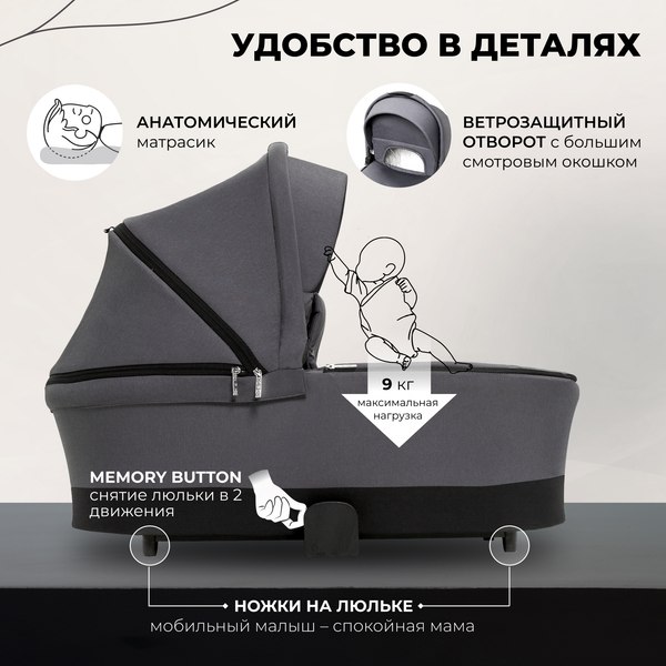 Изображение товара Детская универсальная коляска Sweet Baby Stella 2в1 (темно-серый)