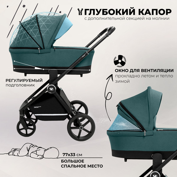 Изображение товара Детская универсальная коляска Sweet Baby Stella 2в1 (зеленый)