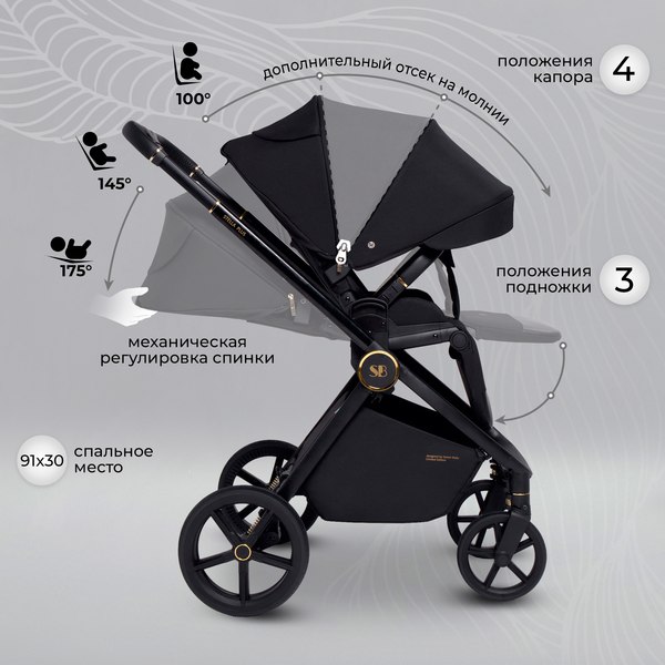 Изображение товара Детская универсальная коляска Sweet Baby Stella Plus 2в1 (черный)