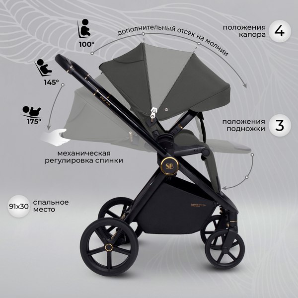 Изображение товара Детская универсальная коляска Sweet Baby Stella Plus 2в1 (темно-серый)