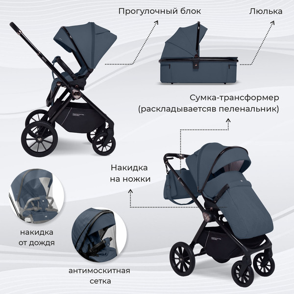 Изображение товара Детская универсальная коляска Sweet Baby Vento 2в1 (синий)
