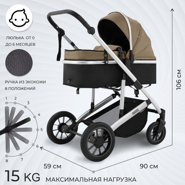 Изображение товара Детская универсальная коляска Sweet Baby Amare 3в1 (бежевый)