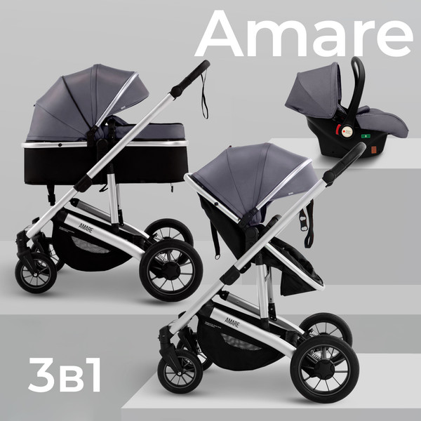 Изображение товара Детская универсальная коляска Sweet Baby Amare 3в1 (серый)