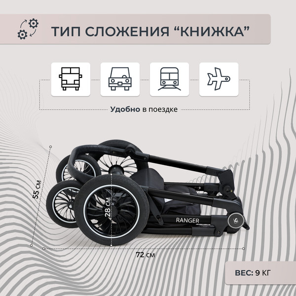 Изображение товара Детская универсальная коляска Sweet Baby Ranger 3в1 (Grey)