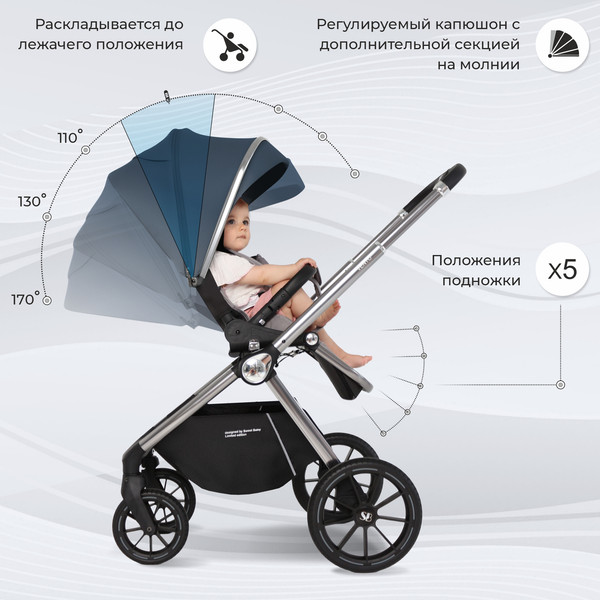 Изображение товара Детская универсальная коляска Sweet Baby Vento 3в1 (серебристо-голубой)