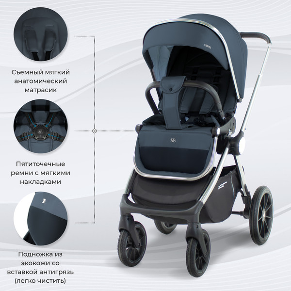Изображение товара Детская универсальная коляска Sweet Baby Vento 3в1 (серебристо-голубой)