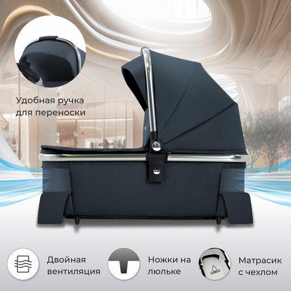 Изображение товара Детская универсальная коляска Sweet Baby Vento 3в1 (серебристо-голубой)