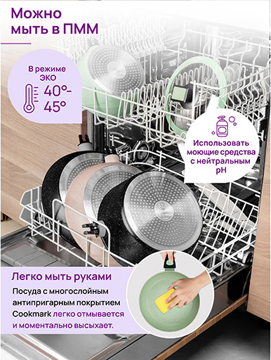 Изображение товара Сковорода Elan Gallery Fierra / 130046 (28см, зеленый мрамор)