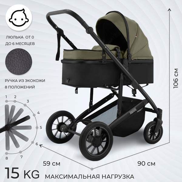 Изображение товара Детская универсальная коляска Sweet Baby Amare GL 2в1 (оливковый)