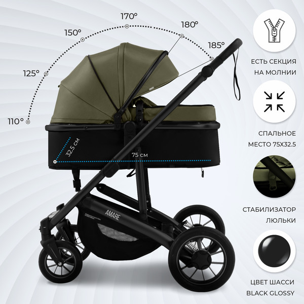 Изображение товара Детская универсальная коляска Sweet Baby Amare GL 2в1 (оливковый)