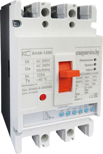 Изображение товара Выключатель автоматический КС ВА 88-125E 3P / EVA88-3-1253225