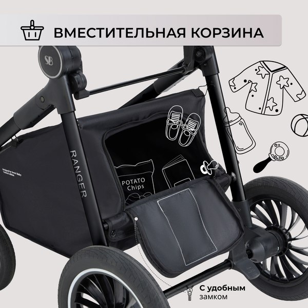 Изображение товара Детская универсальная коляска Sweet Baby Ranger 2в1 (Black Glossy)