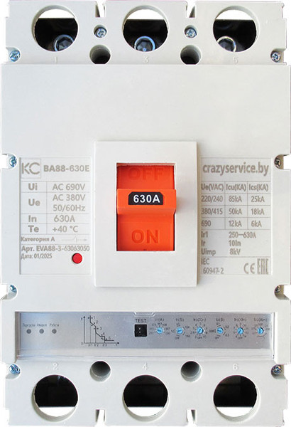 Изображение товара Выключатель автоматический КС ВА 88-630E 3P / EVA88-3-63040050