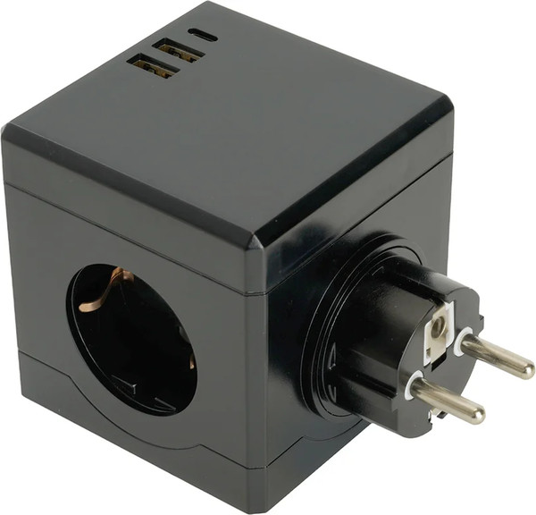 Изображение товара Электроразветвитель Stekker 250В 16A 2хUSB A+Type C ADP16-33-22 / 49658 (черный)