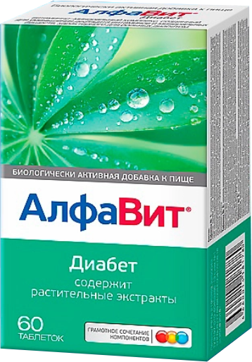Изображение товара Комплексная пищевая добавка АлфаВит Диабет (60таблеток)