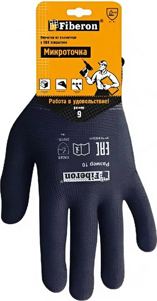 Изображение товара Перчатки защитные Fiberon Микроточка / PR-PVC522 (L, темно-синий)