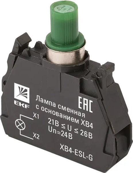 Изображение товара Лампа сигнальная EKF XB4 сменная c основанием / XB4-ESL-G (зеленый)