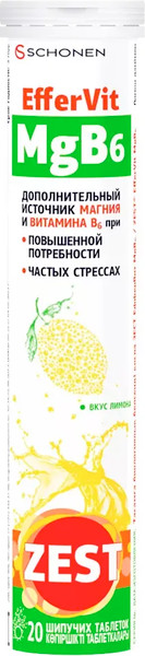 Изображение товара Витаминно-минеральный комплекс ZEST ЕфферВит MgB6 (20таблеток)