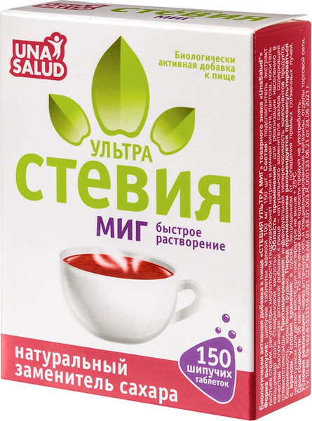 Изображение товара Пищевая добавка UnaSalud Стевия Ультра Миг (150шт)
