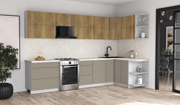 Изображение товара Кухонный гарнитур Интерлиния Мила Матте 1.5x3.3 Б PR (дуб вотан/луна/опал светлый)