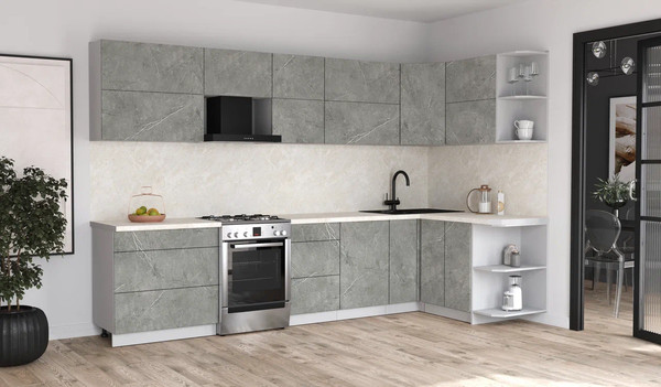 Изображение товара Кухонный гарнитур Интерлиния Мила Матте 1.5x3.3 Б PR (керамика/керамика/опал светлый)