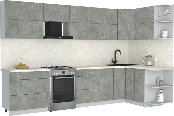 Изображение товара Кухонный гарнитур Интерлиния Мила Матте 1.5x3.3 Б PR (керамика/керамика/опал светлый)