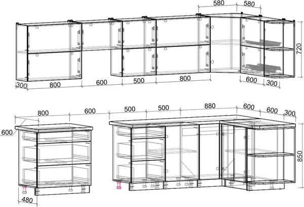 Изображение товара Кухонный гарнитур Интерлиния Мила Матте 1.5x3.3 Б PR (керамика/керамика/опал светлый)