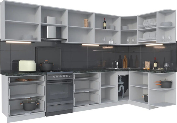 Изображение товара Кухонный гарнитур Интерлиния Мила Матте 1.5x3.4 Б PR (дуб вотан/луна/опал светлый)