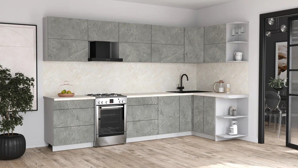 Изображение товара Кухонный гарнитур Интерлиния Мила Матте 1.5x3.4 Б PR (керамика/керамика/опал светлый)