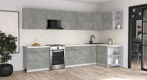 Изображение товара Кухонный гарнитур Интерлиния Мила Матте 1.5x3.5 Б PR (керамика/керамика/опал светлый)