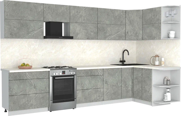 Изображение товара Кухонный гарнитур Интерлиния Мила Матте 1.5x3.5 Б PR (керамика/керамика/опал светлый)