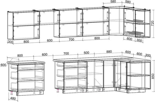 Изображение товара Кухонный гарнитур Интерлиния Мила Матте 1.5x3.5 Б PR (керамика/керамика/опал светлый)