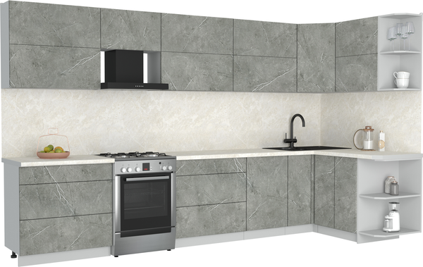 Изображение товара Кухонный гарнитур Интерлиния Мила Матте 1.5x3.6 Б PR (керамика/керамика/опал светлый)