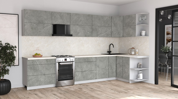 Изображение товара Кухонный гарнитур Интерлиния Мила Матте 1.5x3.6 Б PR (керамика/керамика/опал светлый)