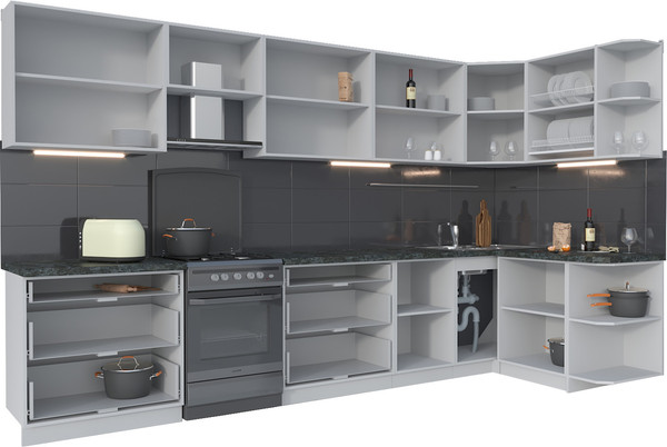 Изображение товара Кухонный гарнитур Интерлиния Мила Матте 1.5x3.6 Б PR (луна/дуб вотан/опал светлый)