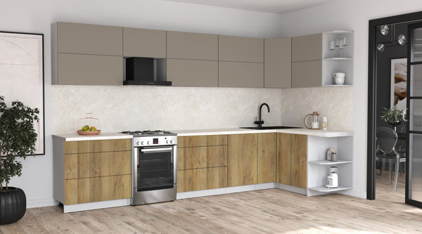 Изображение товара Кухонный гарнитур Интерлиния Мила Матте 1.5x3.6 Б PR (луна/дуб вотан/опал светлый)