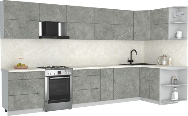 Изображение товара Кухонный гарнитур Интерлиния Мила Матте 1.5x3.7 Б PR (керамика/керамика/опал светлый)