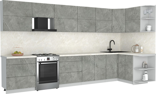 Изображение товара Кухонный гарнитур Интерлиния Мила Матте 1.5x3.8 Б PR (керамика/керамика/опал светлый)