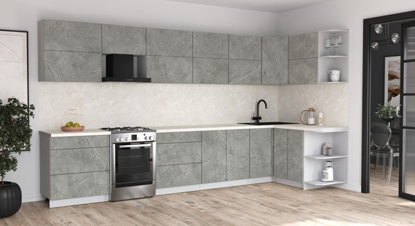 Изображение товара Кухонный гарнитур Интерлиния Мила Матте 1.5x3.8 Б PR (керамика/керамика/опал светлый)