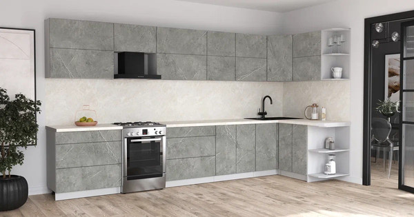 Изображение товара Кухонный гарнитур Интерлиния Мила Матте 1.5x3.9 Б PR (керамика/керамика/опал светлый)