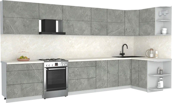 Изображение товара Кухонный гарнитур Интерлиния Мила Матте 1.5x3.9 Б PR (керамика/керамика/опал светлый)