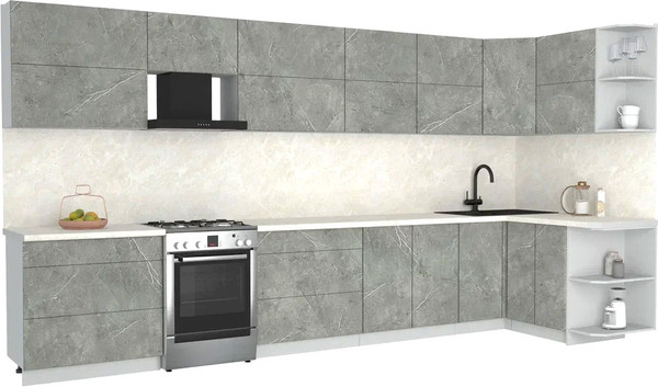 Изображение товара Кухонный гарнитур Интерлиния Мила Матте 1.5x4.0 Б PR (керамика/керамика/опал светлый)