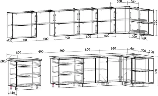 Изображение товара Кухонный гарнитур Интерлиния Мила Матте 1.5x4.0 Б PR (керамика/керамика/опал светлый)