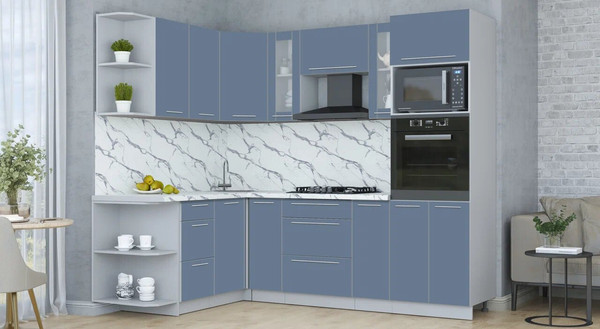 Изображение товара Кухонный гарнитур Интерлиния Мила Пластик 1.68x2.4 LV (арктический/арктический/белый гранит)