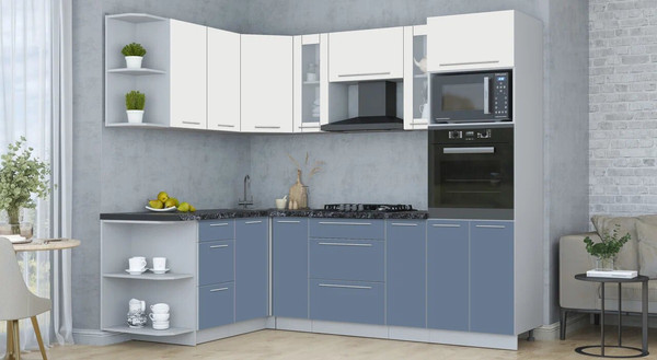 Изображение товара Кухонный гарнитур Интерлиния Мила Пластик 1.68x2.4 LV (зефирный/арктический/кастилло темный)